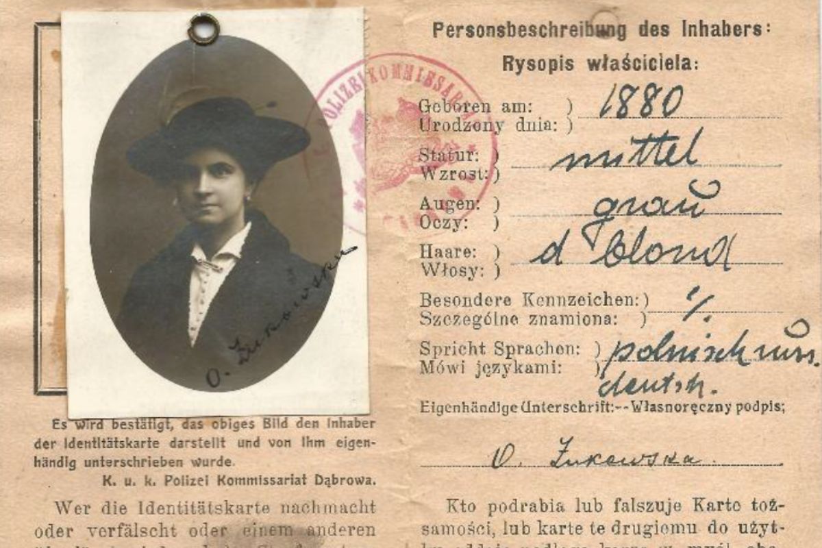 Karta poświadczenia tożsamości osoby wprowadzona rozporządzeniem z dnia 15.08.1915 r. wprowadzająca obowiązek legitymowania się na okupowanych obszarach Polski w czasie I wojny światowej.